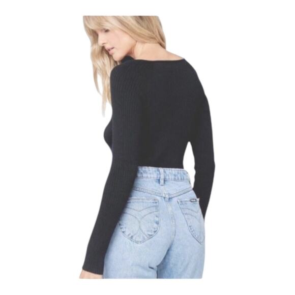 L Space Camryn Top Black Ribbed Sweater Long Sleeve Women's Size Extra Small NWT - Picture 16 of 16
